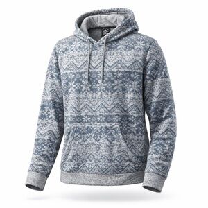 Original Deluxe Supply Hoodie Large Blue Gray Geometric Knit Pullover